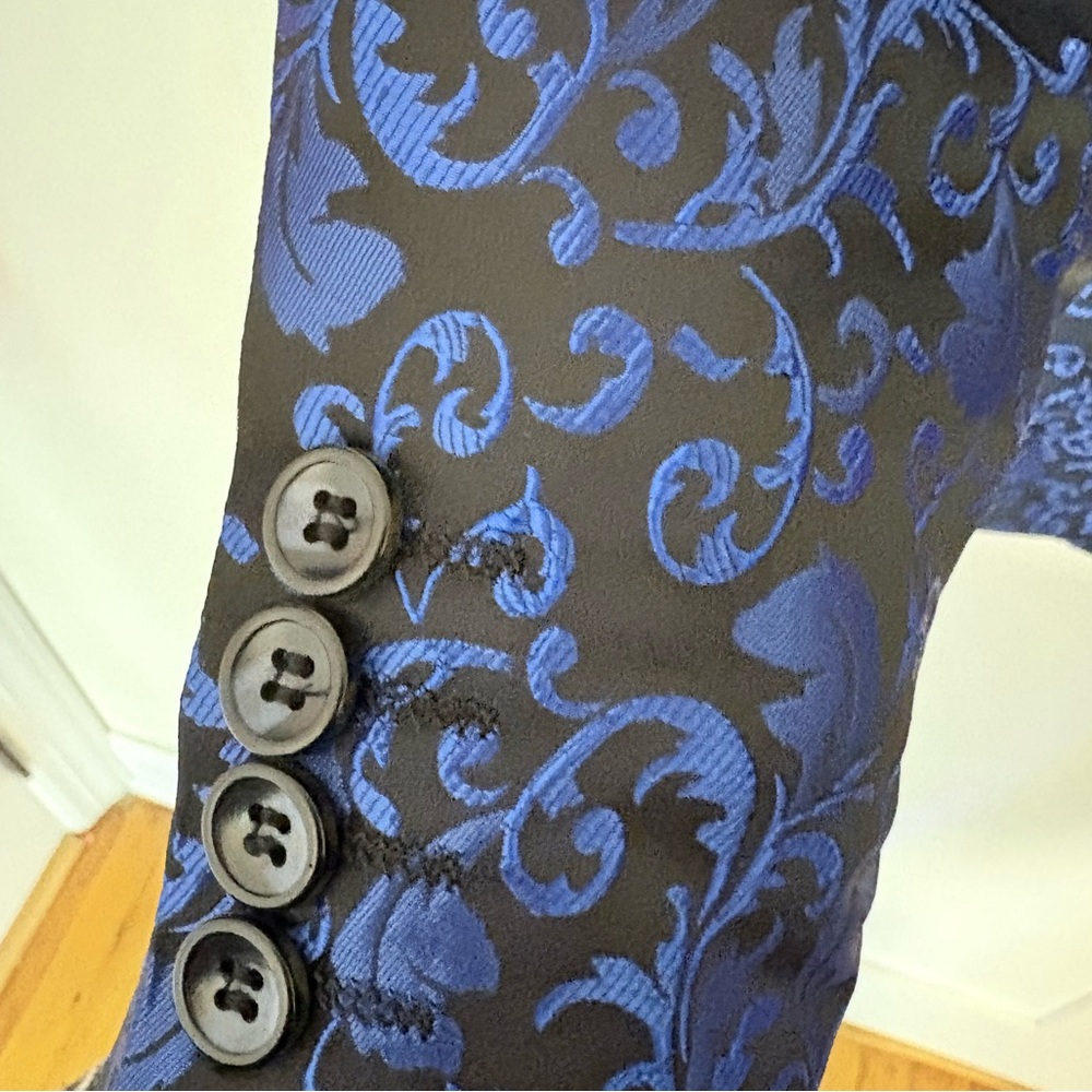 Elegant Blue and Black Men's Blazer - Picture 3 of 5